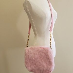 NEW VINTAGE Y2K JUICY COUTURE BABY PINK RABBIT FUR CROSSBODY BAG BRITNEY SPEARS
